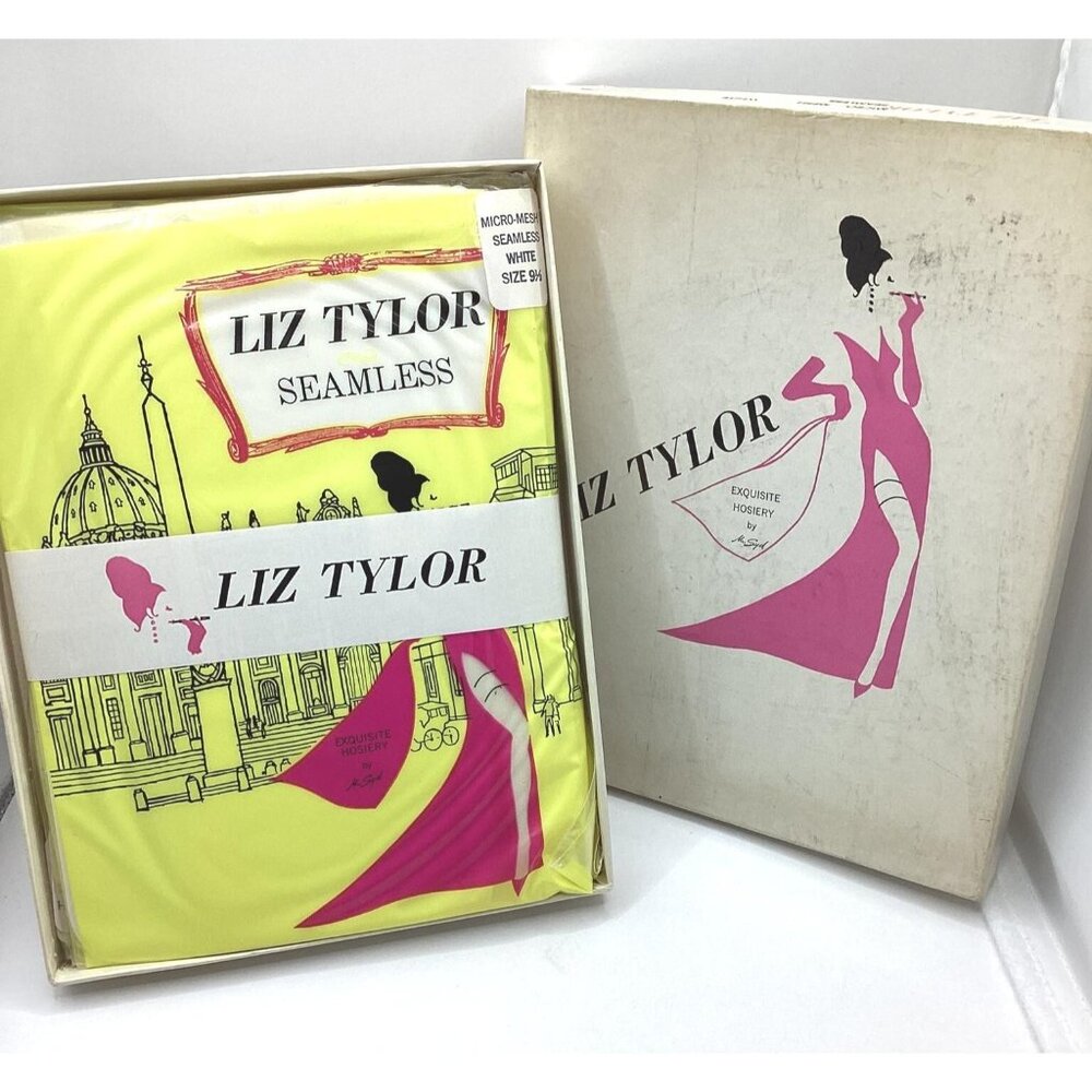 1960s Liz Tylor Micro Mesh Seamless Nylon Garter Stockings-6 Pr White RARE